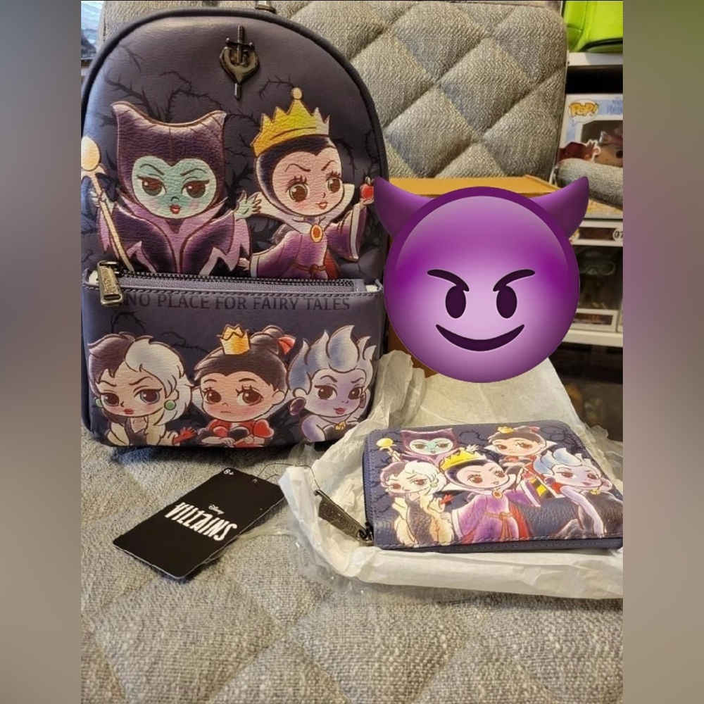 Loungefly disney Villains Chibi Double Strap Shoulder Bag backpack witch bad